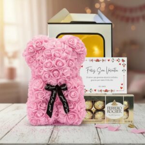 Caja Box Regalo Oso Artificial+ Ferrero San Valentín