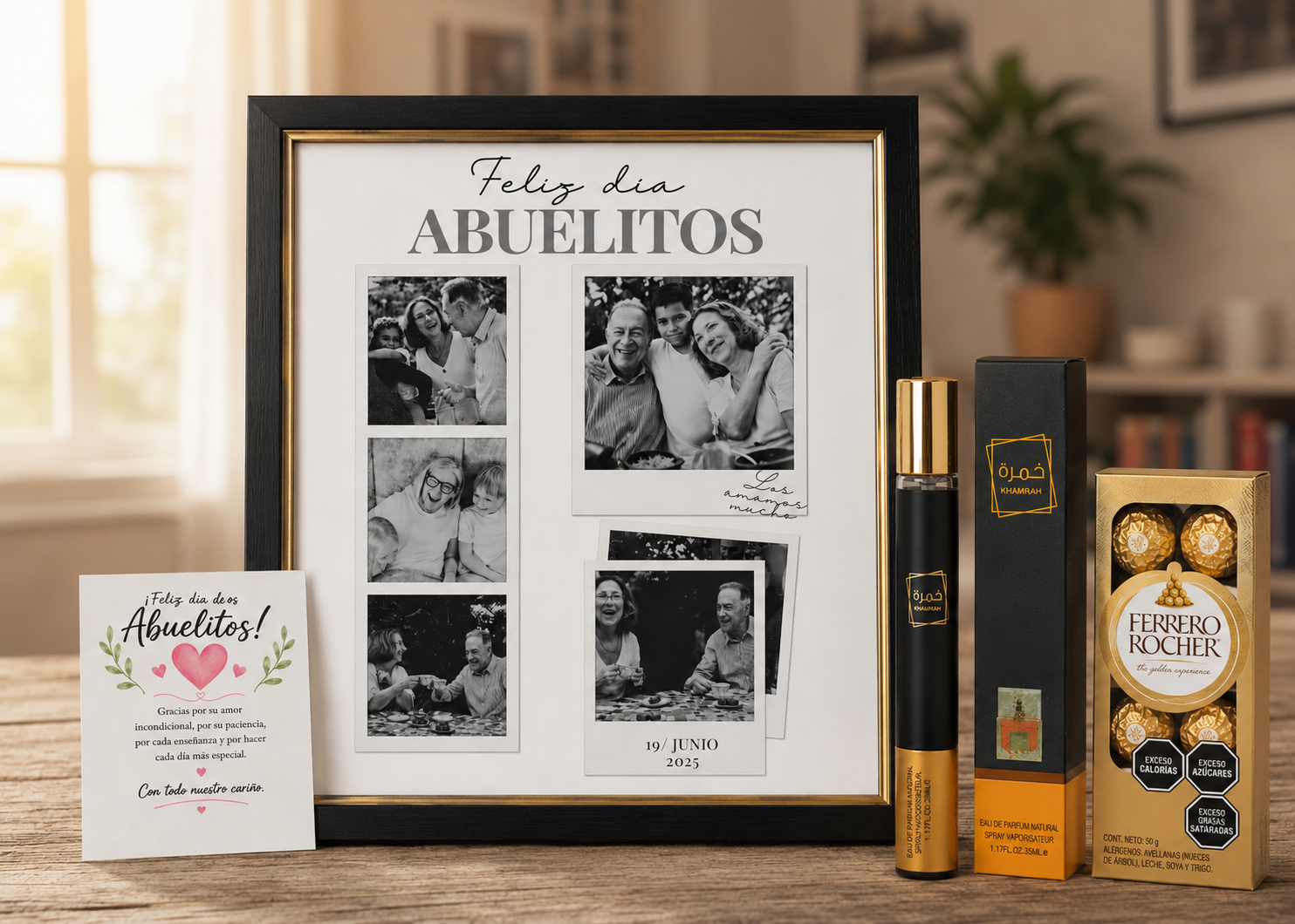 Portarretrato Día de los Abuelitos Personalizado + Ferrero + Perfume + Fotos