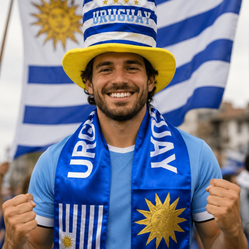 Galera Uruguay + Bufanda Celeste Hincha Selección Uruguaya