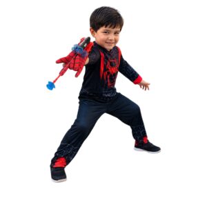 Disfraz Araña Negro Y Rojo Infantil Con Máscara 3 Piezas