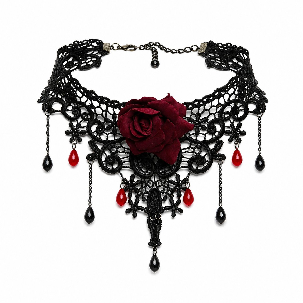 Collar Gótico Rosa Roja Halloween Catrina Vampira Bruja