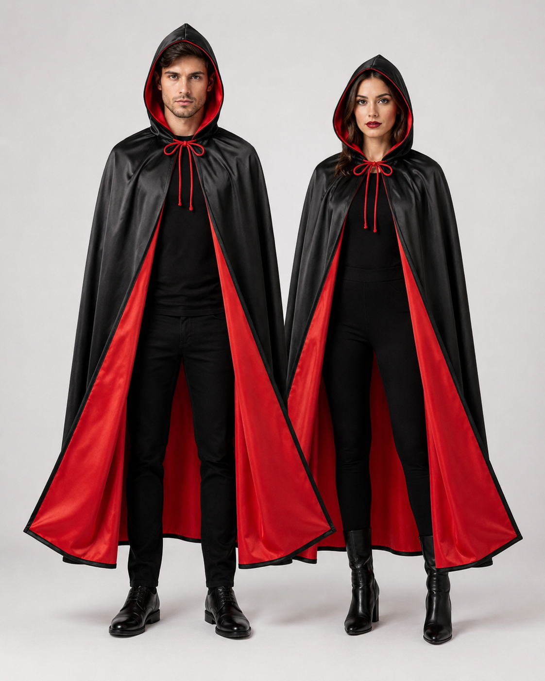 Pack x2 Capa Vampiro Unisex Adulto 120 Cm Negra Roja Halloween
